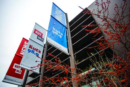 Flags showing KUT/KUTX building