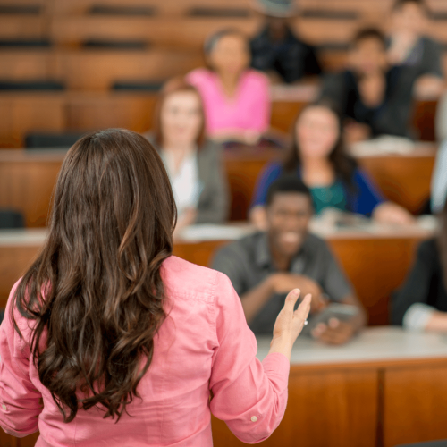 Woman speaking to class